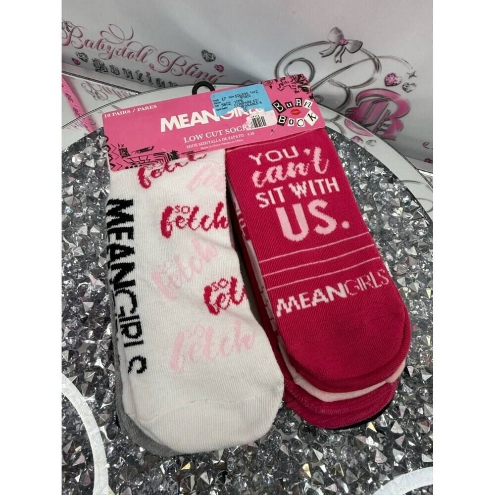Mean Girls socks brand new Low Cut Socks - Pink & White - 10 Pairs